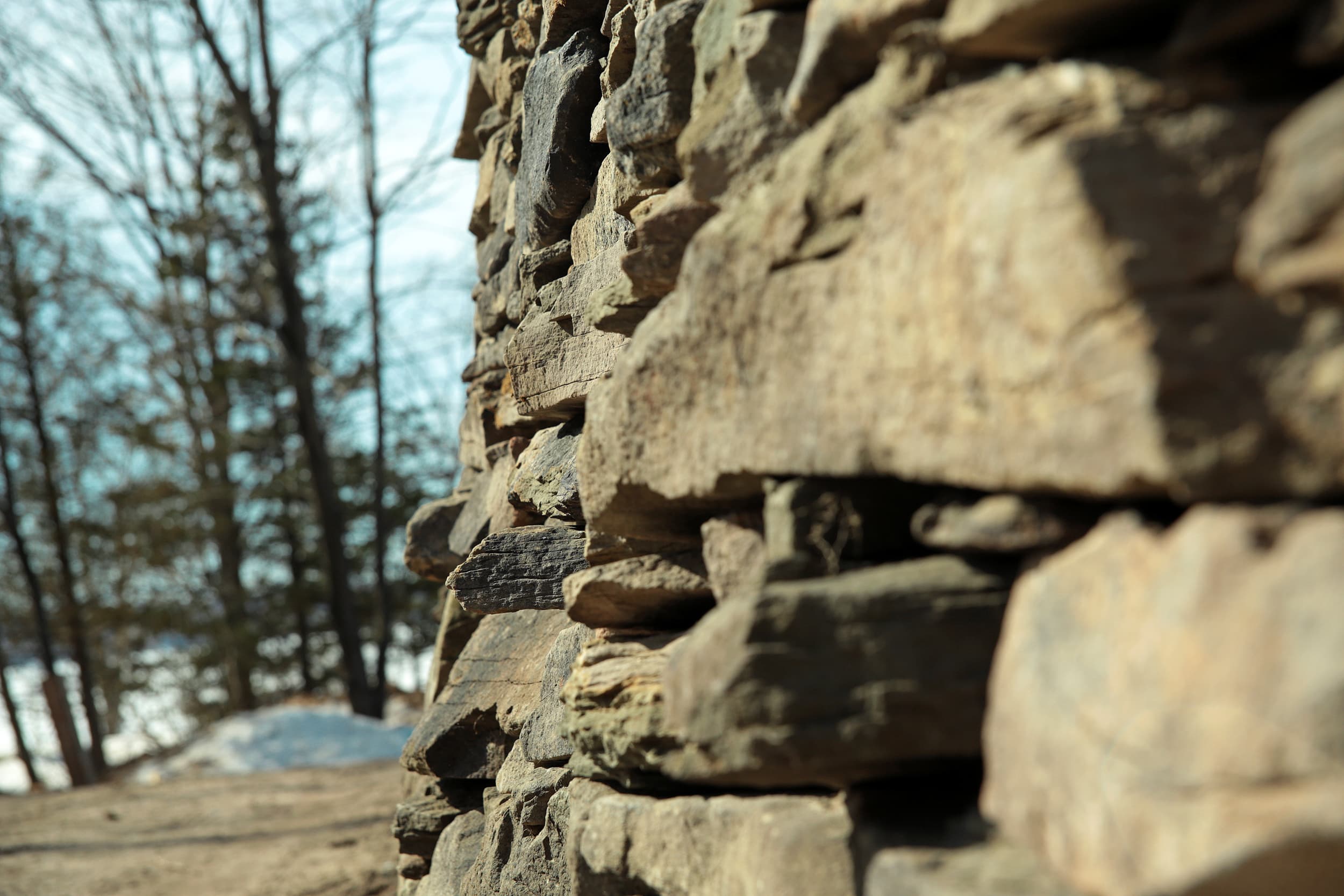 Close detail of overlapping stone joints.