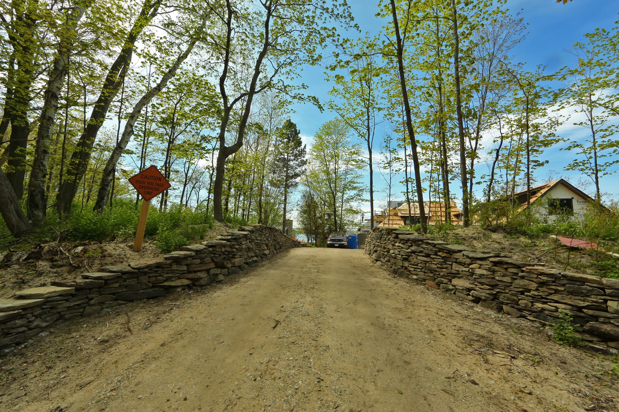 The Crystal Lake wall seen from the road.