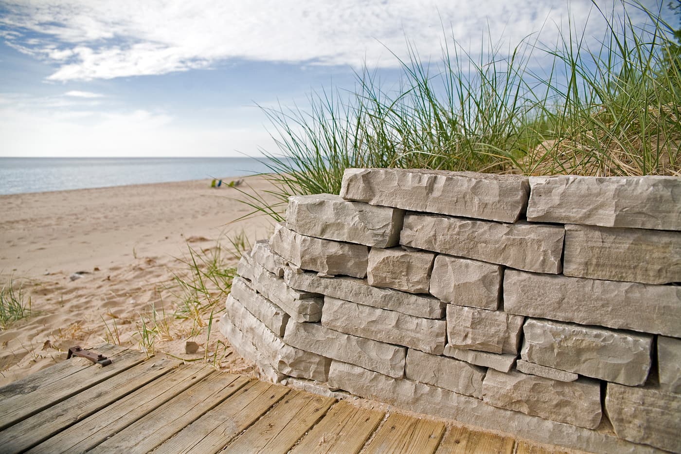 Close detail of dry-laid stone.